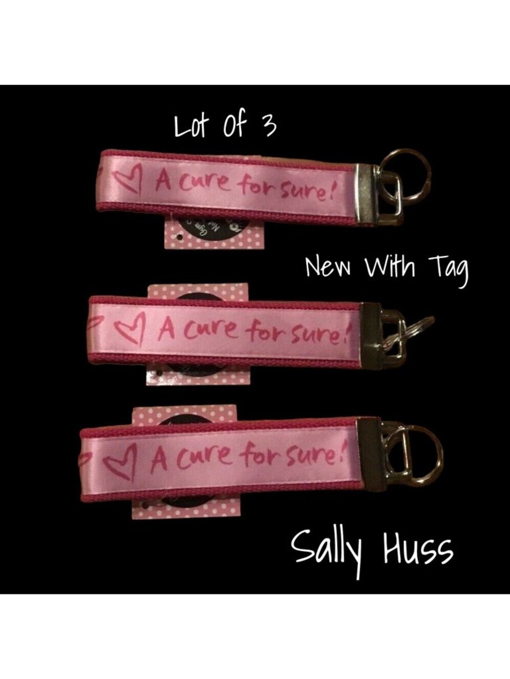 Sally Huss Wristlet Key Fob Key Chain Wrist Strap Handmade X 3 New With Tag
